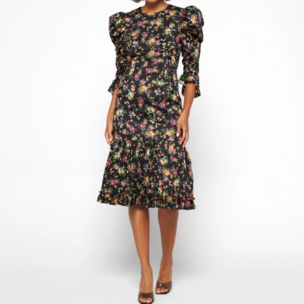 Black Halo Nadir Floral Cotton A-Line Dress